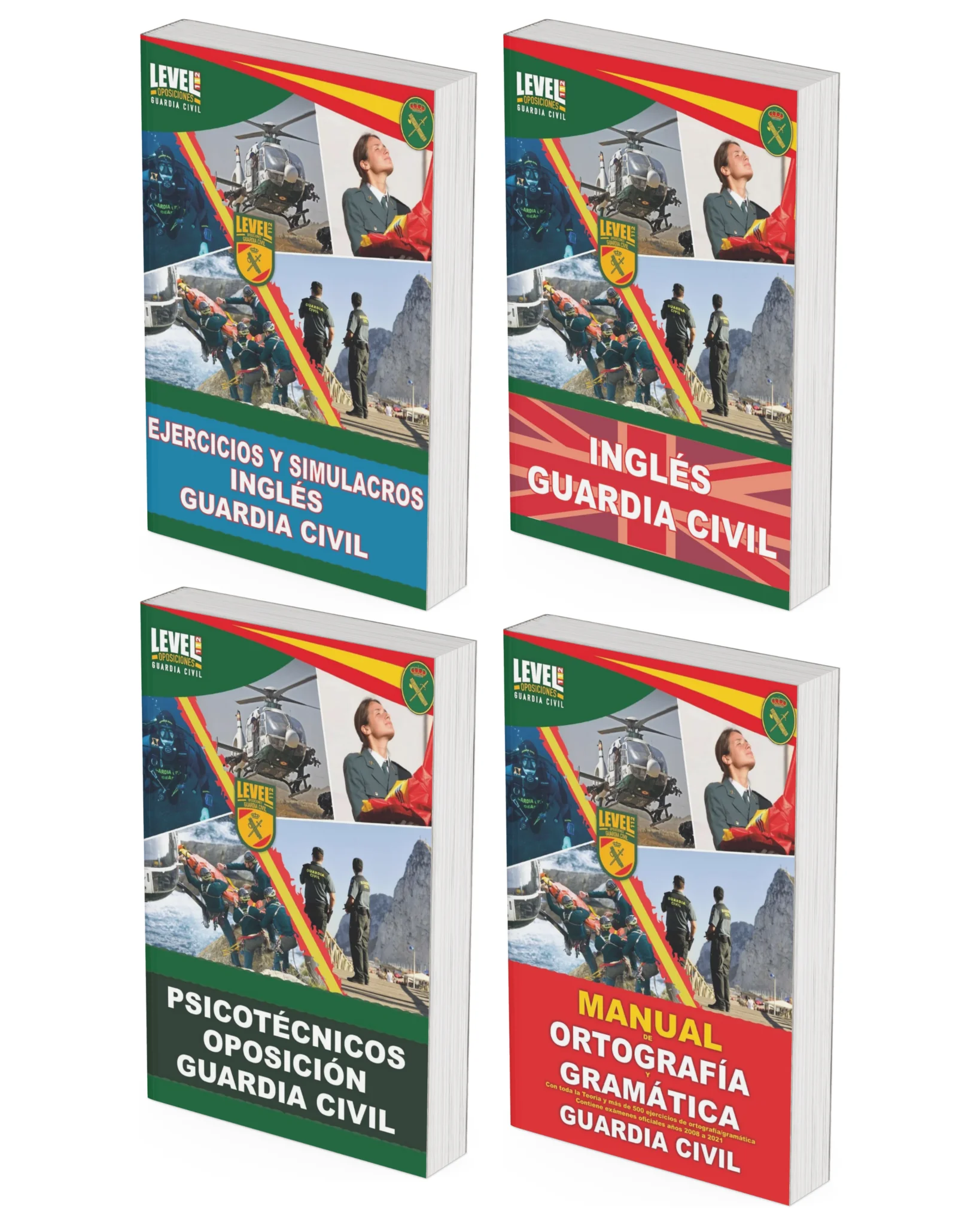 PACK LIBROS INGRESO GUARDIA CIVIL ORTOGRAFÍA + PSICOTÉCNICOS + INGLÉS